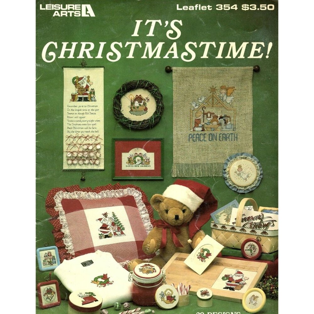 Leisure Arts Its Christmastime Leaflet 354 with 29 Designs Cross Stitch Patterns